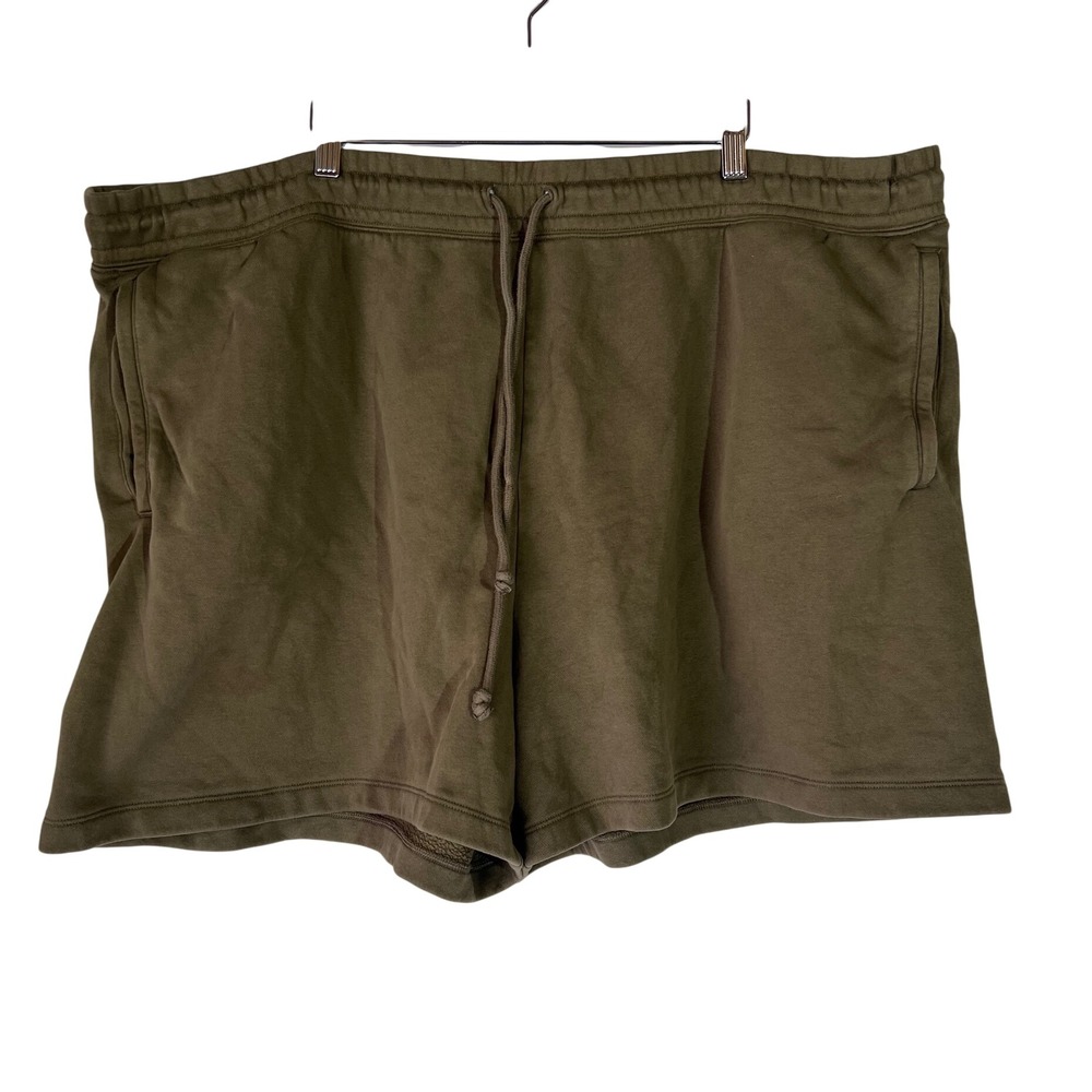 Skims Mens Fleece Lounge Relaxed Shorts Olive Green 3X Drawstring Pockets